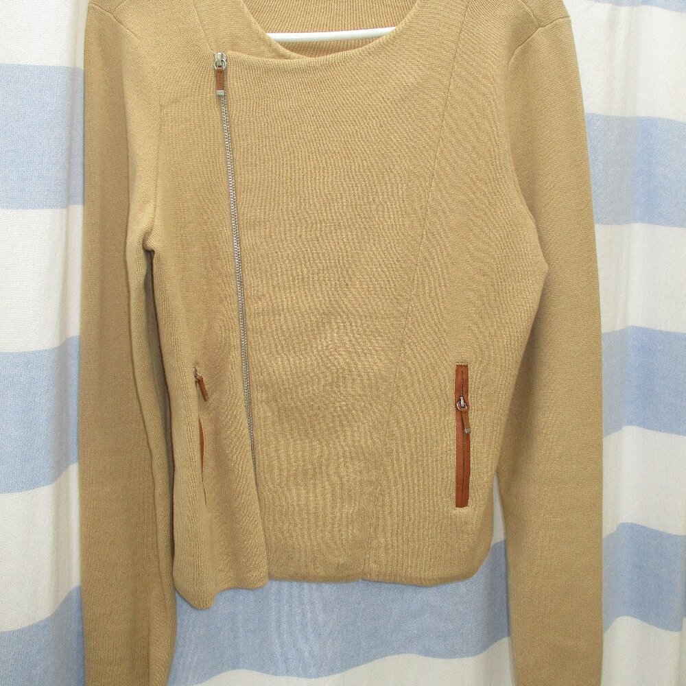 Lauren by Ralph Lauren Moto Jacket Camel Sweater